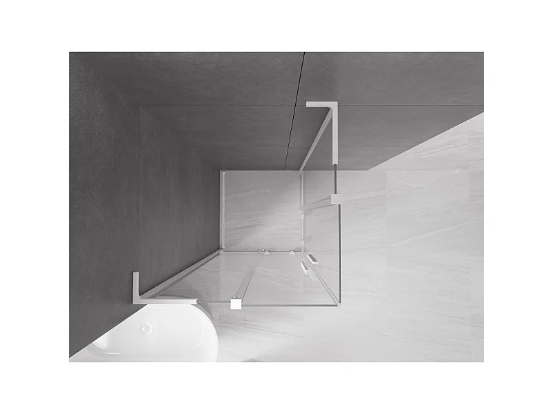 Mexen Velar L Duo sliding shower enclosure 100 x 100 cm, transparent, white - 871-100-100-02-03-20