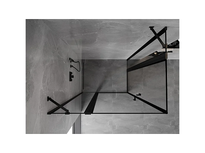 Mexen Mist Duo cabine de douche pivotante 90 x 70 cm, cadre noir, noir - 8A4-090L-070P-70-70