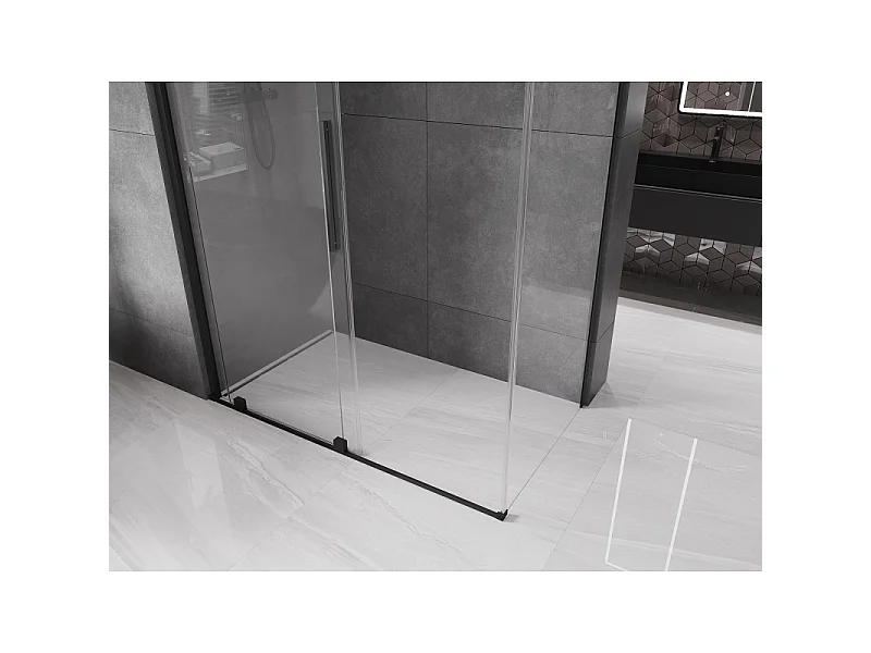 Mexen Velar Schiebedusche 150 x 80 cm, transparent, schwarz - 871-150-080-01-70