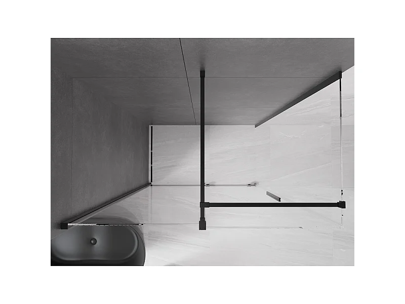 Mexen Velar Schiebedusche 150 x 80 cm, transparent, schwarz - 871-150-080-01-70