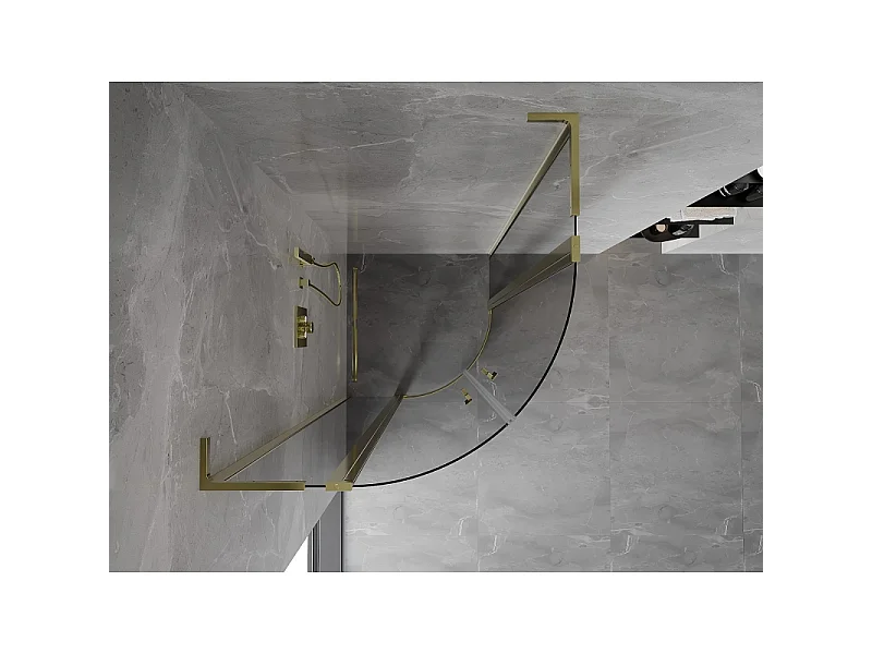 Mexen Mist L cabine de douche semi-circulaire pivotante 90 x 90 cm, transparent, doré - 8A32L-090-090-50-00