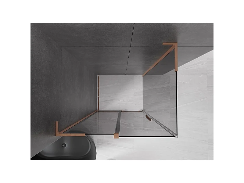 Mexen Velar L drsna tuš kabina 120 x 80 cm, grafit, brušeni baker - 871-120-080-43-65