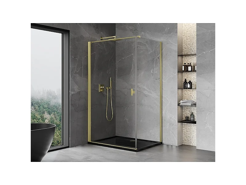Mexen Mist-B butikbruser 85 x 120 cm, transparent, guld børstet - 8A2T-085-120-55-00