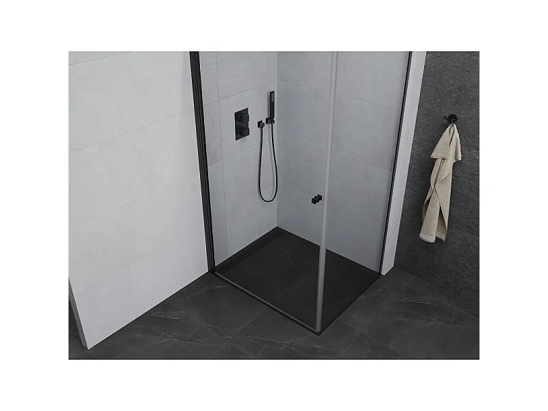 Mexen Pretoria schuifbare douchecabine 80 x 110 cm, transparant, zwart - 852-080-110-70-00