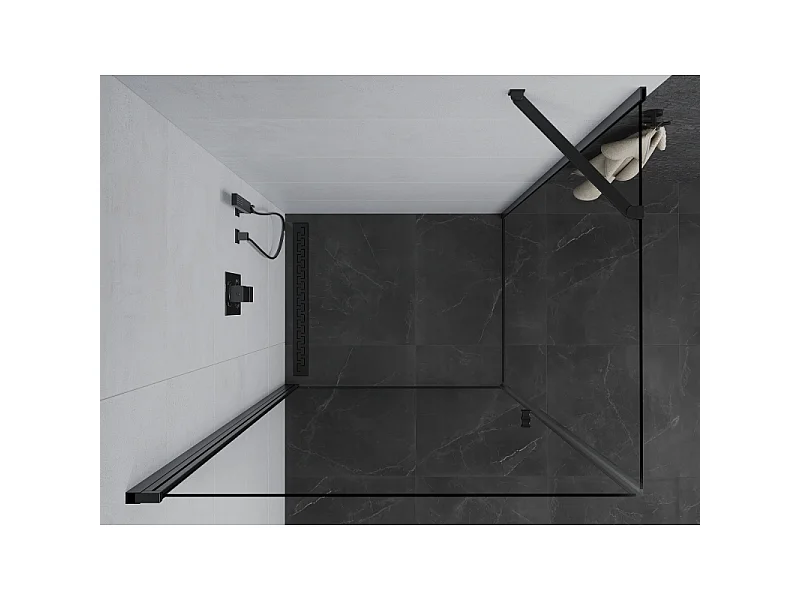 Mexen Pretoria schuifbare douchecabine 80 x 110 cm, transparant, zwart - 852-080-110-70-00