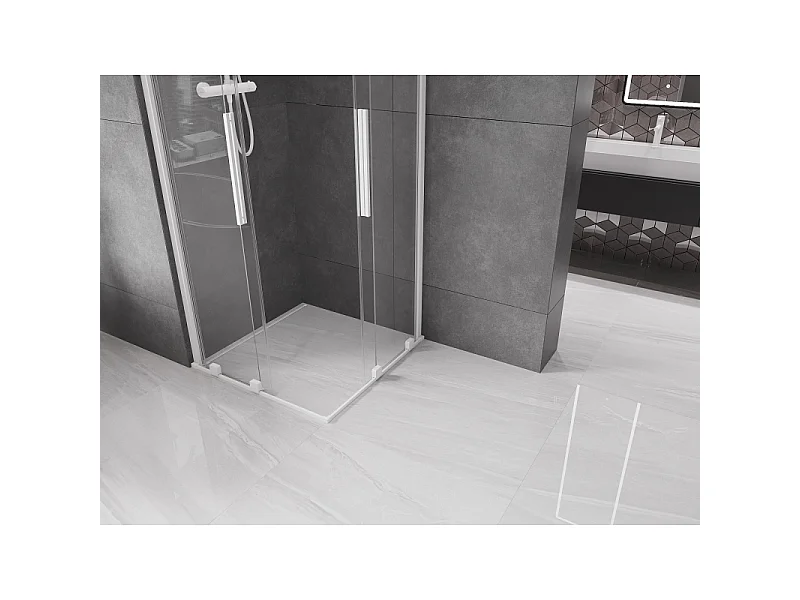 Mexen Velar Duo sliding shower cabin 90 x 90 cm, transparent, white - 871-090-090-02-20