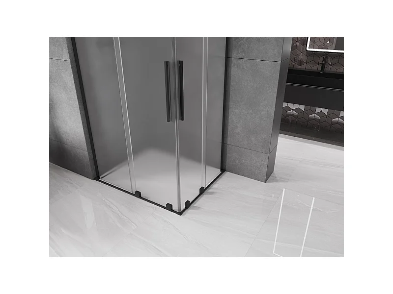 Mexen Velar L Duo douchescherm schuif 100 x 90 cm, mat, zwart - 871-100-090-02-33-70