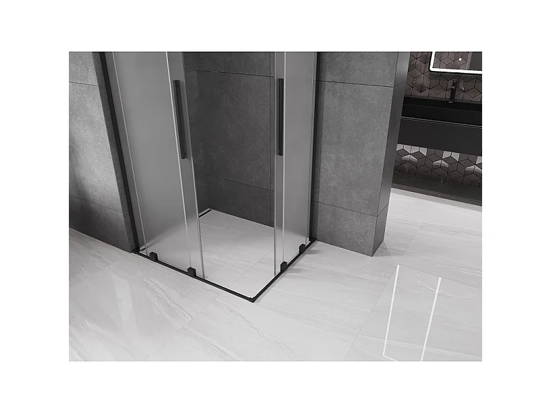 Mexen Velar L Duo douchescherm schuif 100 x 90 cm, mat, zwart - 871-100-090-02-33-70