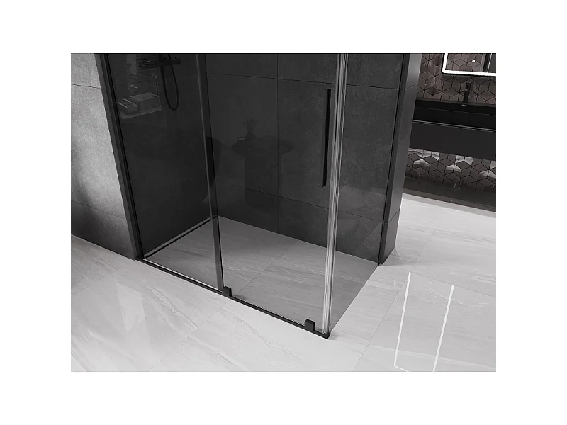 Mexen Velar Schiebeduschkabine 140 x 70 cm, Graphit, Schwarz - 871-140-070-41-70