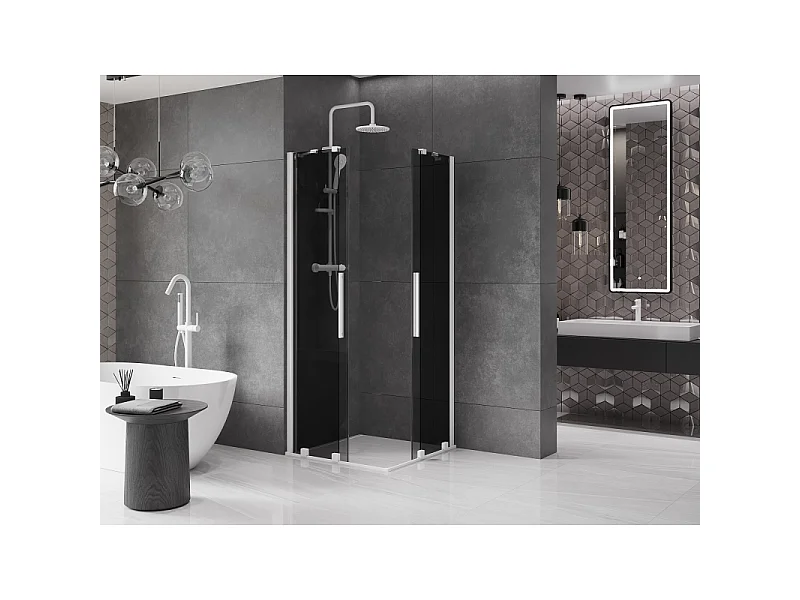 Mexen Velar Duo Schiebeduschkabine 80 x 80 cm, Graphit, Weiß - 871-080-080-42-20