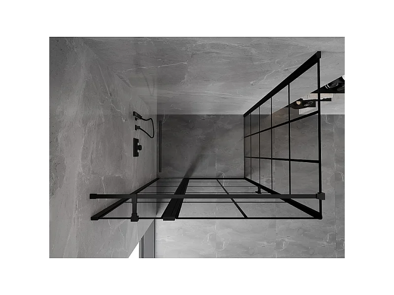 Mexen Mist T nagibna tuš kabina leva 75 x 80 cm, črna rešetka, črna - 8A4T-075-080-70-77-L