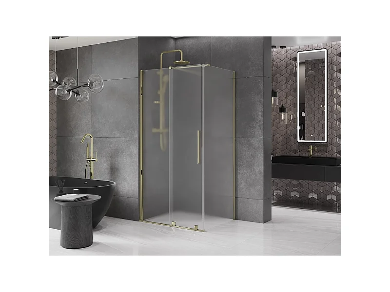 Mexen Velar schuifdouchecabine 110 x 85 cm, matglas, goud - 871-110-085-31-50