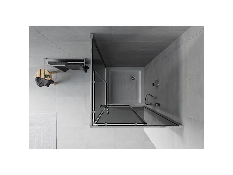 Mexen Rio vierkante douchecabine 70 x 70 cm, grafiet, chroom + douchebak, wit - 860-070-070-01-40-4510