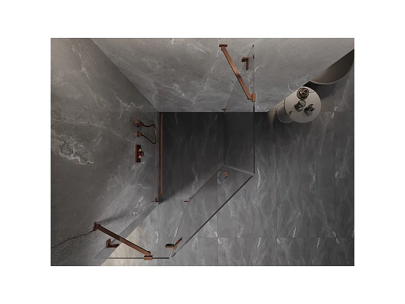 Mexen Lunar cabine de douche pentagonale à charnière gauche 80 x 90 cm, transparent, or rose - 831-080L-090P-60-00-L