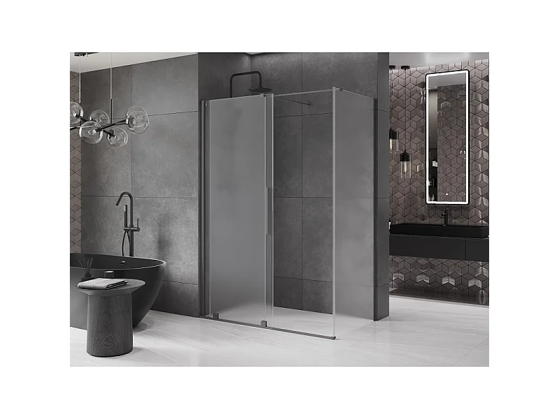 Mexen Velar douchecabine schuifdeur 140 x 80 cm, ijsbloem, gunmetal - 871-140-080-31-95