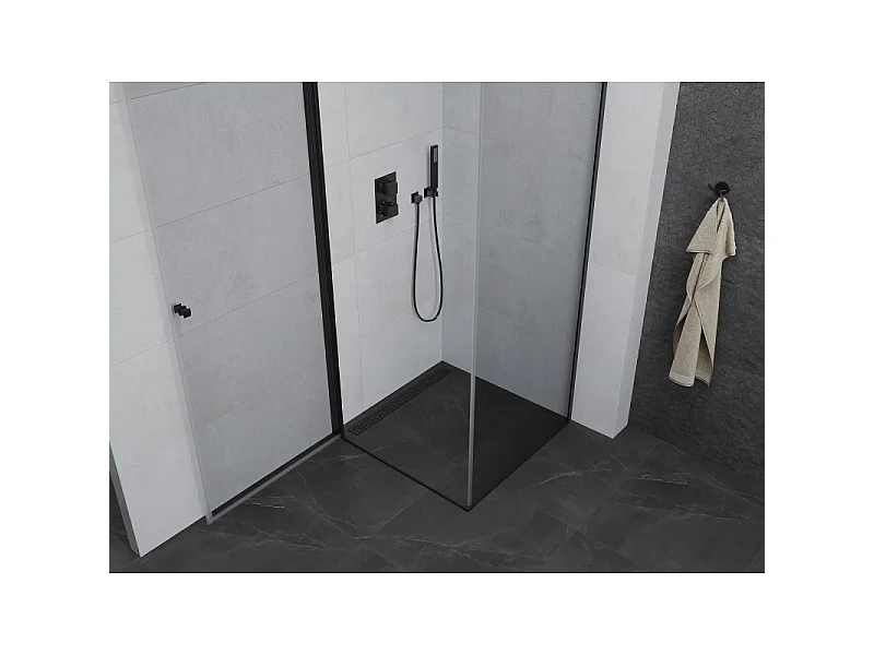 Mexen Pretoria schuifbare douchecabine 70 x 70 cm, transparant, zwart - 852-070-070-70-00