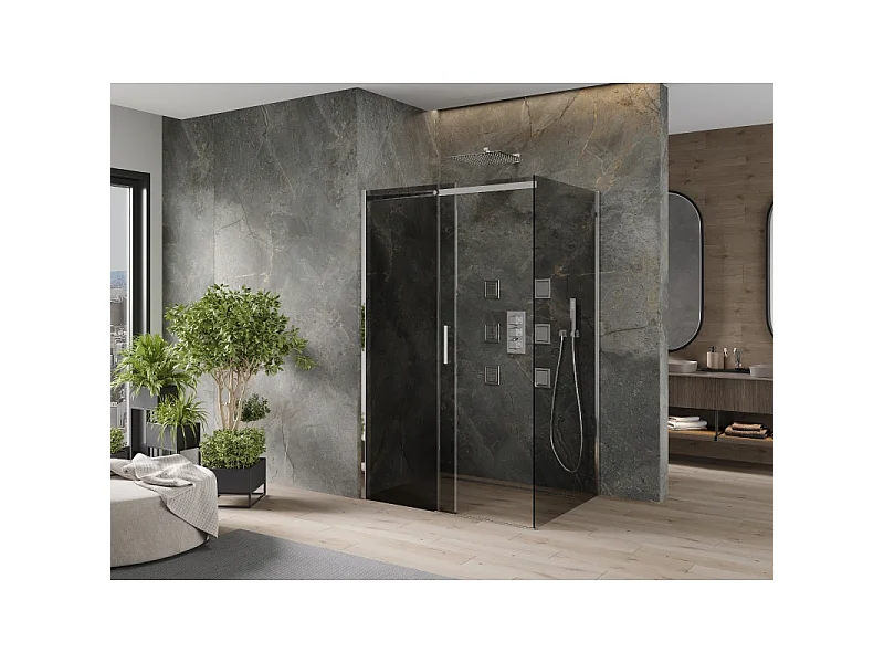 Mexen Omega schuifbare douchecabine 150 x 100 cm, grafiet, chroom - 825-150-100-01-40