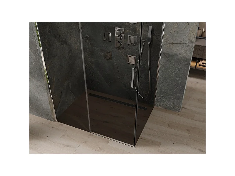 Mexen Omega schuifbare douchecabine 150 x 100 cm, grafiet, chroom - 825-150-100-01-40