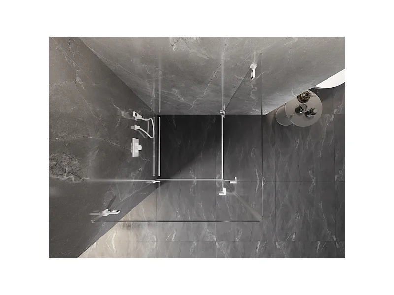 Mexen Lunar-B Duo shower enclosure swing door 100 x 100 cm, transparent, white - 832-100L-100P-20-00