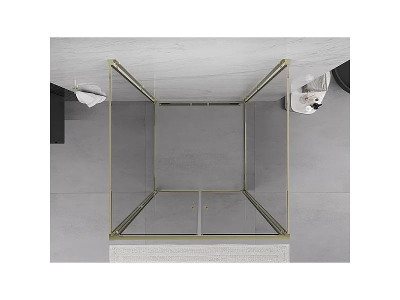 Mexen Exo-3S kabina prysznicowa 3-ścienna uchylna 70 x 70 cm, transparent, złota - 814-070-070-50-00-3S