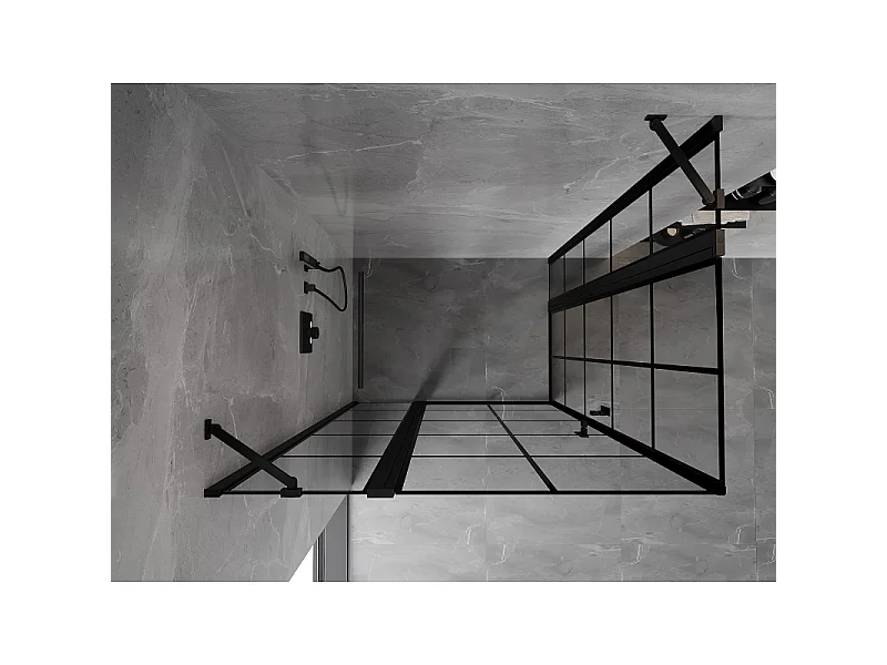 Mexen Mist Duo cabine de douche pivotante 115 x 85 cm, grille noire, noir - 8A4-115L-085P-70-77