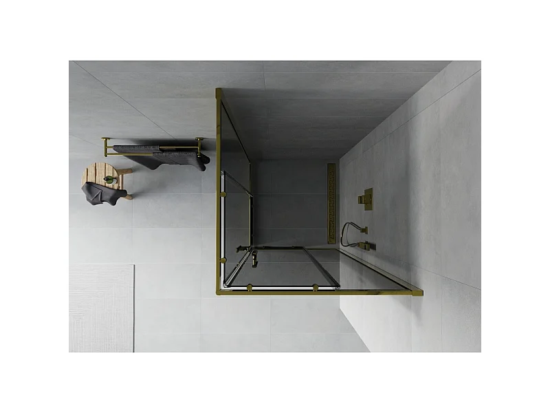 Mexen Rio quadratische Duschkabine 80 x 80 cm, Graphit, Gold - 860-080-080-50-40