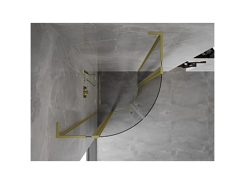 Mexen Mist L semi-circular shower enclosure 90 x 90 cm, transparent, brushed gold - 8A32L-090-090-55-00