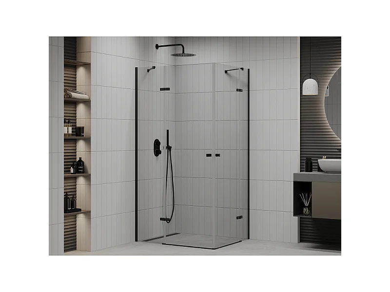 Mexen Roma Duo cabine de douche pivotante 100 x 90 cm, transparent, noir - 854-100-090-70-00-02