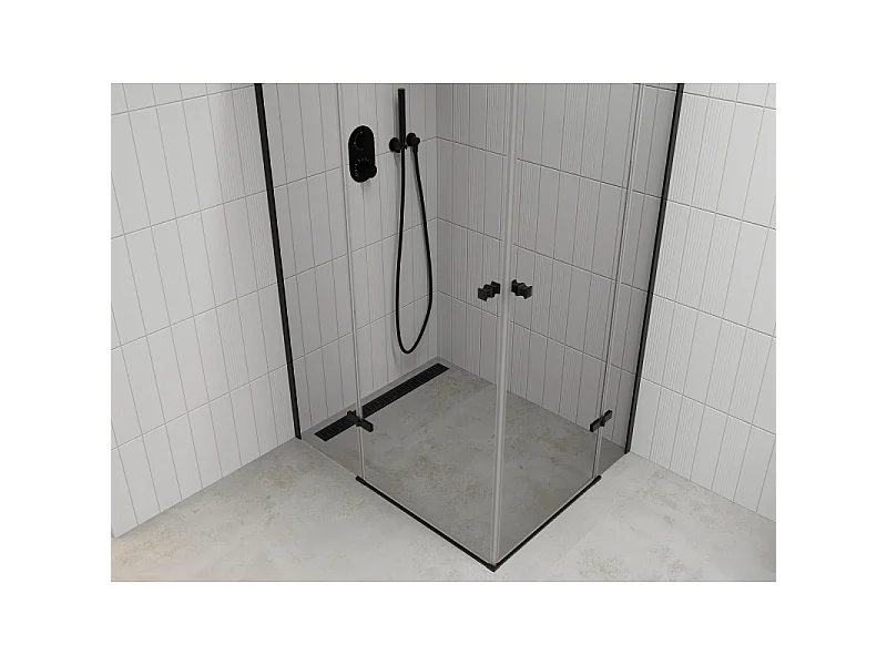 Mexen Roma Duo cabine de douche pivotante 100 x 90 cm, transparent, noir - 854-100-090-70-00-02