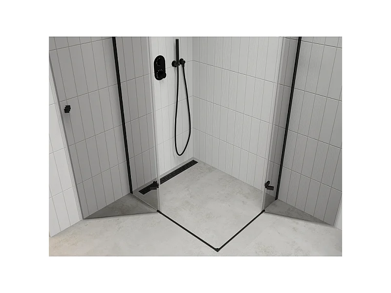 Mexen Roma Duo cabine de douche pivotante 100 x 90 cm, transparent, noir - 854-100-090-70-00-02