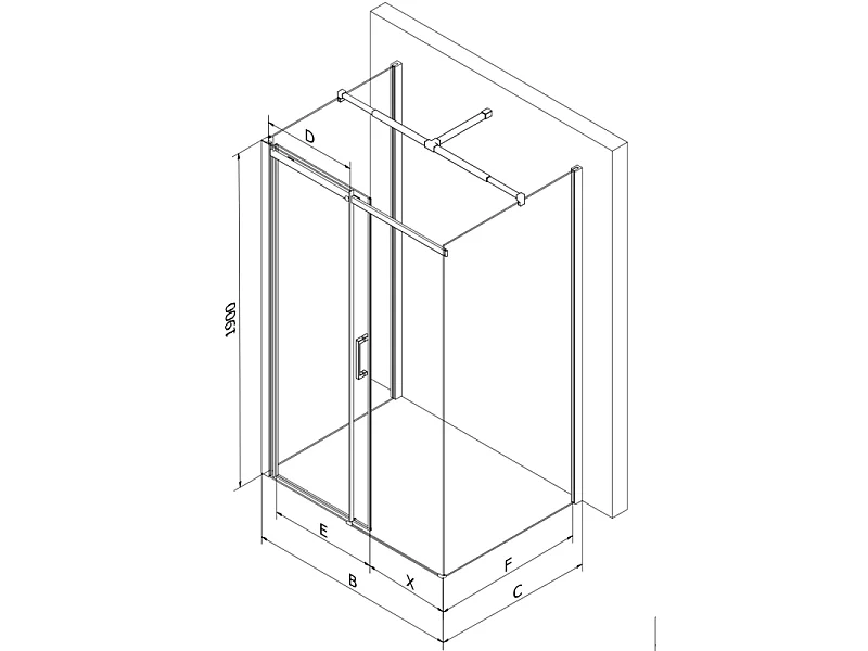 Mexen Omega-3S 3-sidet brusekabine, skydedør 110x90 cm, transparent, krom + Flat brusekar - 825-110-090-01-00-3s-4070