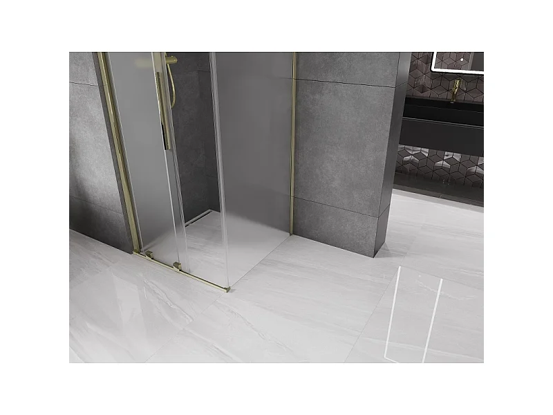 Mexen Velar schuifdouchecabine 90 x 90 cm, ijs, goud - 871-090-090-31-50