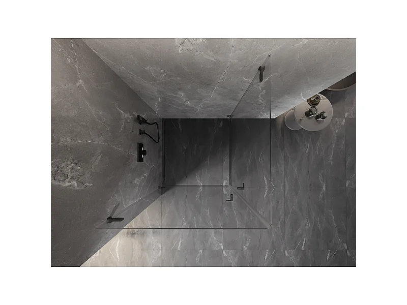 Mexen Lunar-B Dobbel brusekabine med svingdør 100 x 100 cm, transparent, børstet pistols grå - 832-100L-100P-66-00