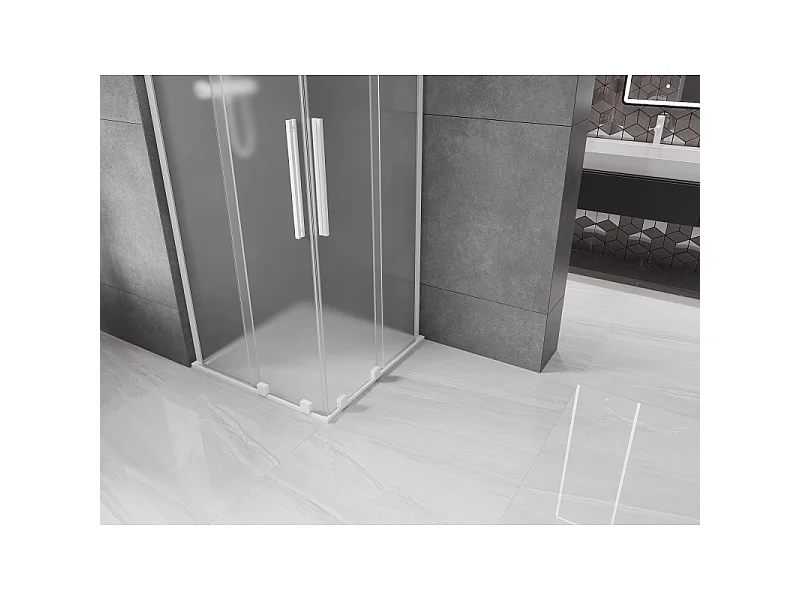 Mexen Velar L Duo douchecabine schuifdeur 100 x 100 cm, matglas, wit - 871-100-100-02-33-20