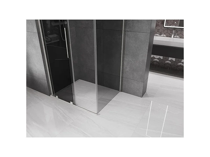 Mexen Velar L drsna tuš kabina 100 x 80 cm, grafit, brušen nikel - 871-100-080-43-97