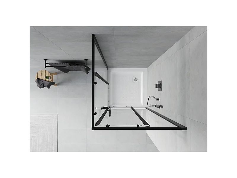 Mexen Rio vierkante douchecabine 70 x 70 cm, transparant, zwart + douchebak, wit - 860-070-070-70-00-4510