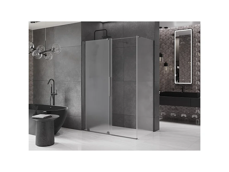 Mexen Velar schuifdouchecabine 150 x 70 cm, matglas, geborsteld geweergrijs - 871-150-070-31-66