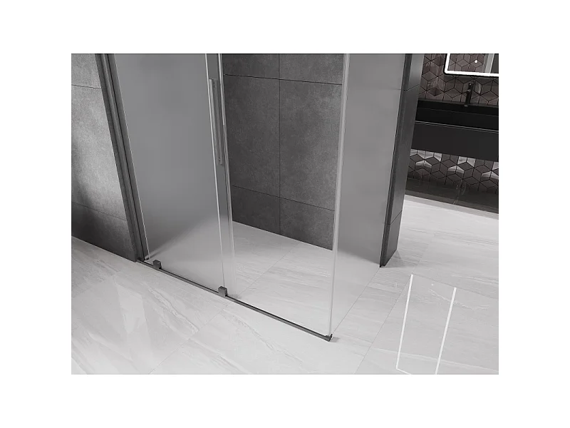 Mexen Velar schuifdouchecabine 150 x 70 cm, matglas, geborsteld geweergrijs - 871-150-070-31-66