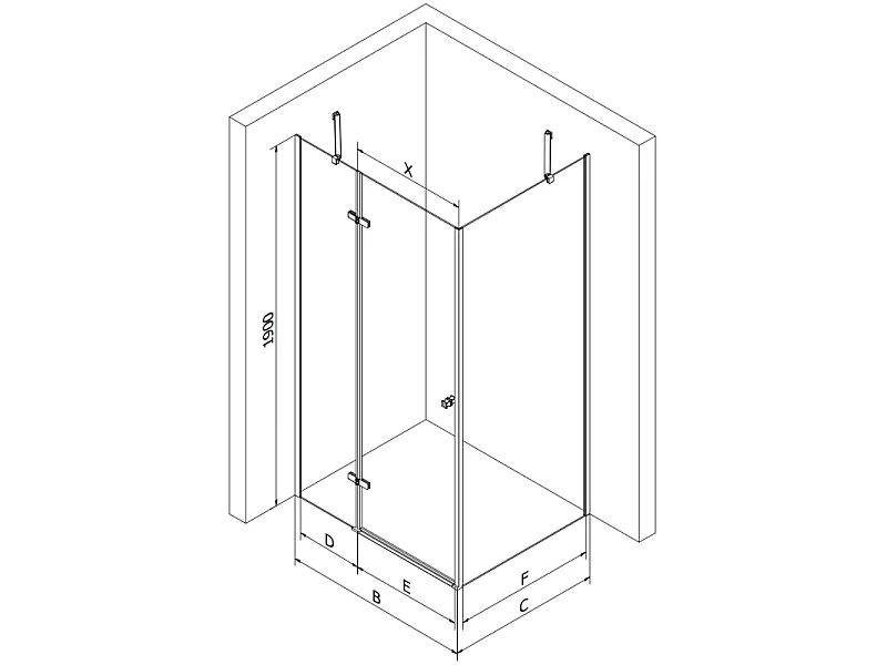 Mexen Roma draaibare douchecabine 70 x 100 cm, transparant, zwart + Flat douchebak, wit - 854-070-100-70-00-4010B