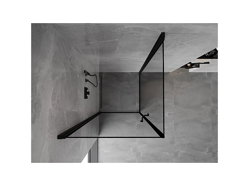 Mexen Mist-B Duo kabina prysznicowa uchylna 80 x 80 cm, czarna ramka, czarna - 8A2-080L-080P-70-70