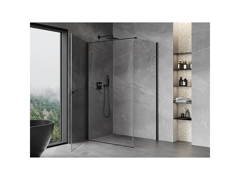 Mexen Mist-B svingbar brusekabine 70 x 75 cm, transparent, sort - 8A2T-070-075-70-00