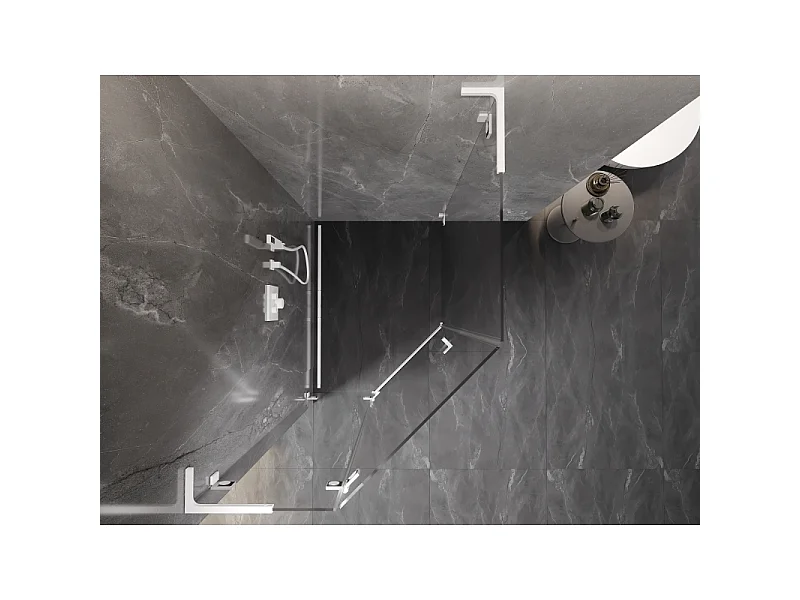 Mexen Lunar L pentagonal shower cabin, left-hinged 80 x 90 cm, transparent, white - 831L-080L-090P-20-00-L
