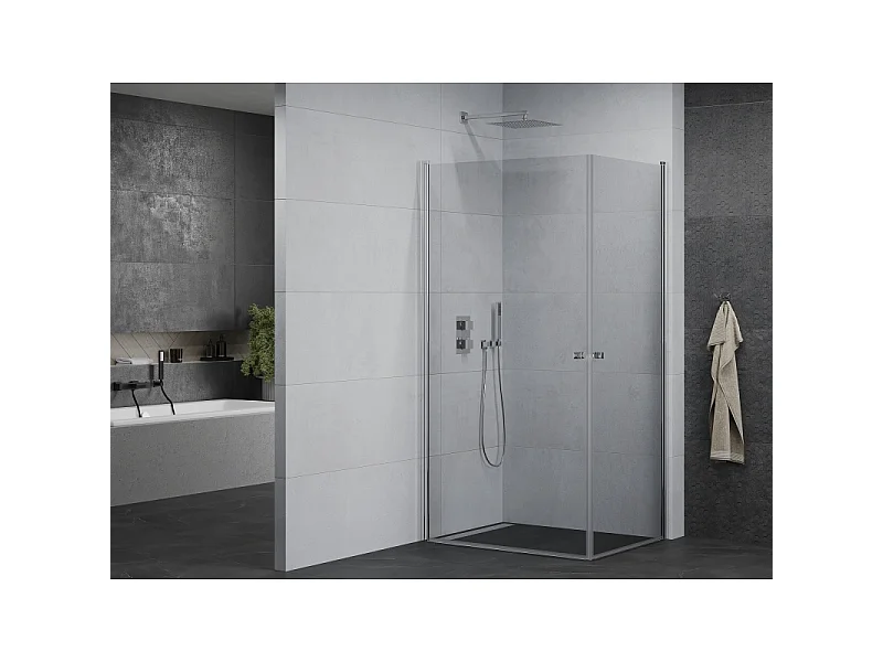 Mexen Pretoria Duo cabine de douche pivotante 90 x 80 cm, transparent, chrome - 852-090-080-02-00