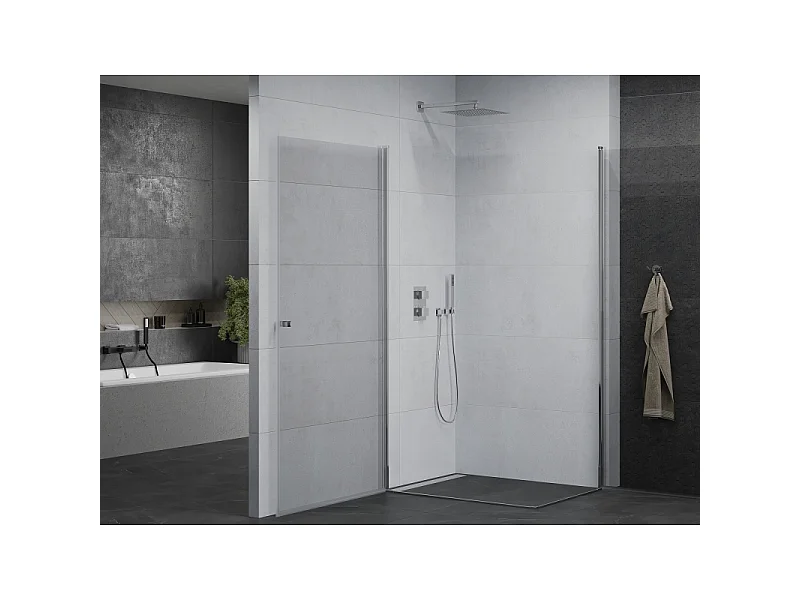 Mexen Pretoria Duo cabine de douche pivotante 90 x 80 cm, transparent, chrome - 852-090-080-02-00
