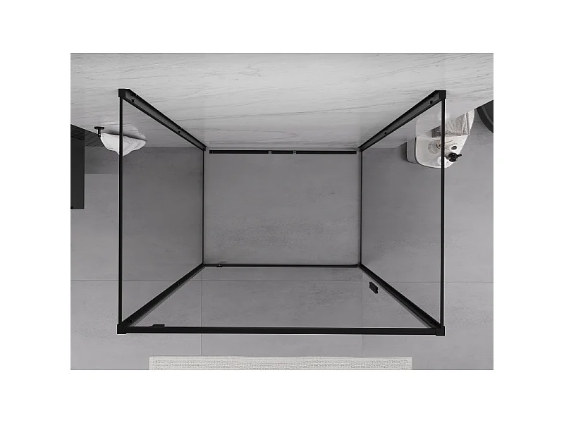 Mexen Exo-3S kabina prysznicowa 3-ścienna uchylna 90 x 70 cm, transparent, czarna - 8181-090-070-70-00-3S