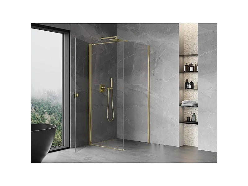 Mexen Mist-B Duschkabine 80 x 80 cm, transparent, gold - 8A2T-080-080-50-00