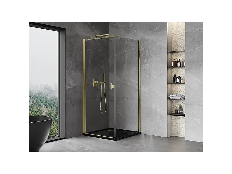 Mexen Mist-B Duschkabine 80 x 80 cm, transparent, gold - 8A2T-080-080-50-00