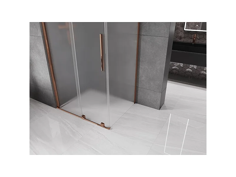 Mexen Velar schuifdouchecabine 110 x 85 cm, mat, roze goud - 871-110-085-31-60