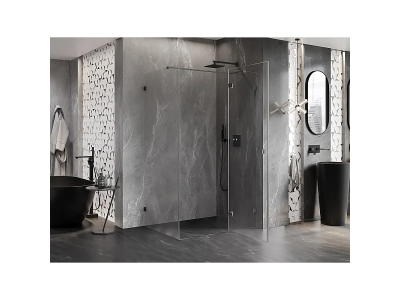 Mexen Lunar T rechts öffnende Duschkabine 75 x 100 cm, transparent, gebürstetes Gun Gray - 834T-075-100-66-00-P