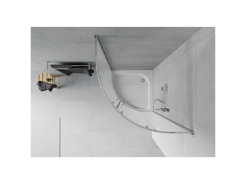 Mexen Rio halfronde douchecabine 70 x 70 cm, matglas, chroom + douchebak, wit - 863-070-070-01-30-4710
